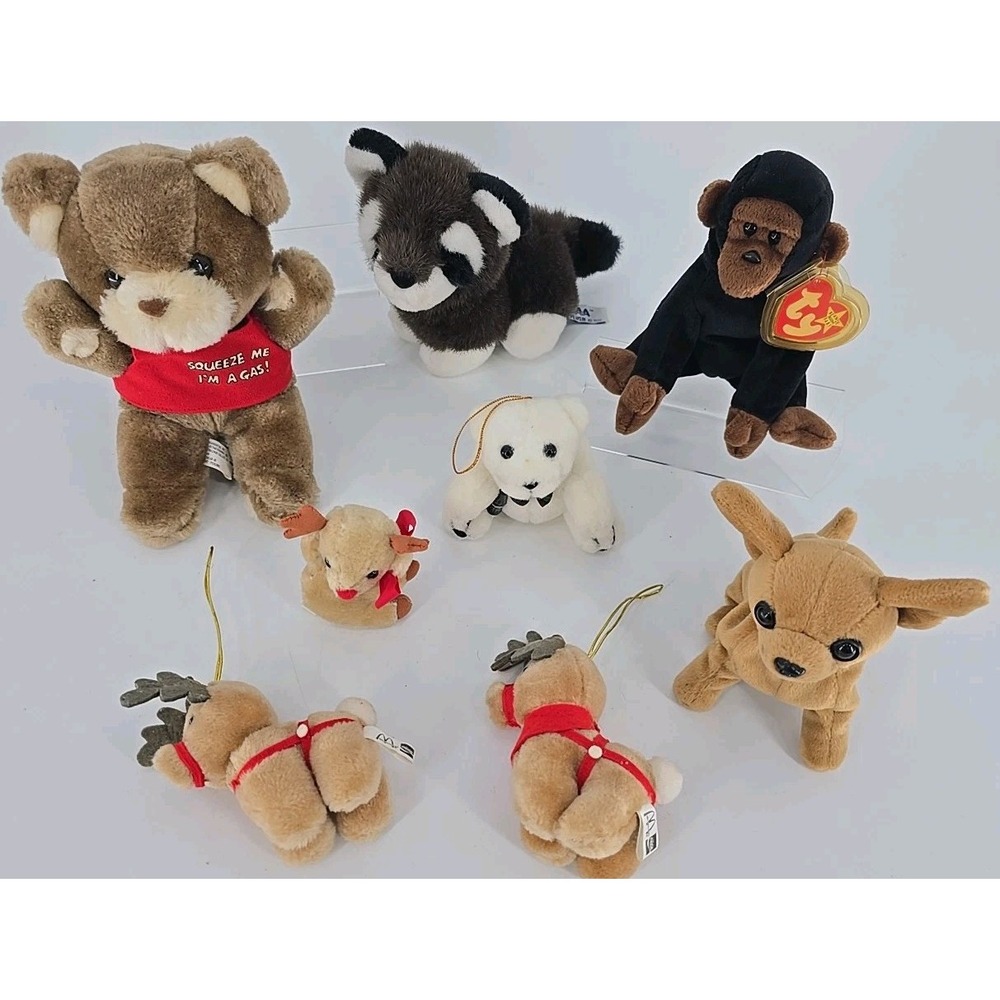 8 Lot of Vtg 90s Plush Animals - McDonald's, Beanie Baby, A&A - Nice Clean!